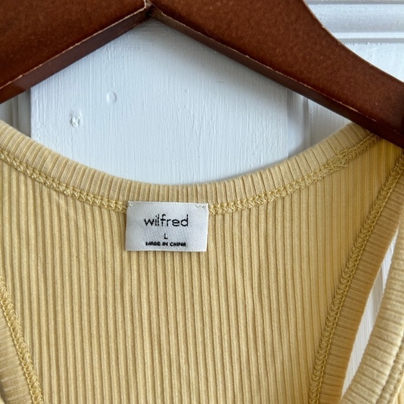 Wilfred Aritzia pale yellow heli ribbed tank top cropped size L - Picture 4 of 5